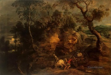  Carrier Oil Painting - landscape with stone carriers Peter Paul Rubens